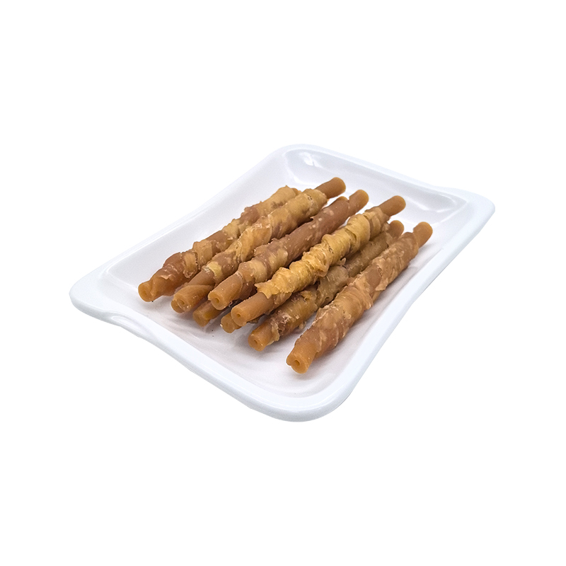 Snack biologici al gusto di pollo per la pulizia dei denti dei cani, 12 cm