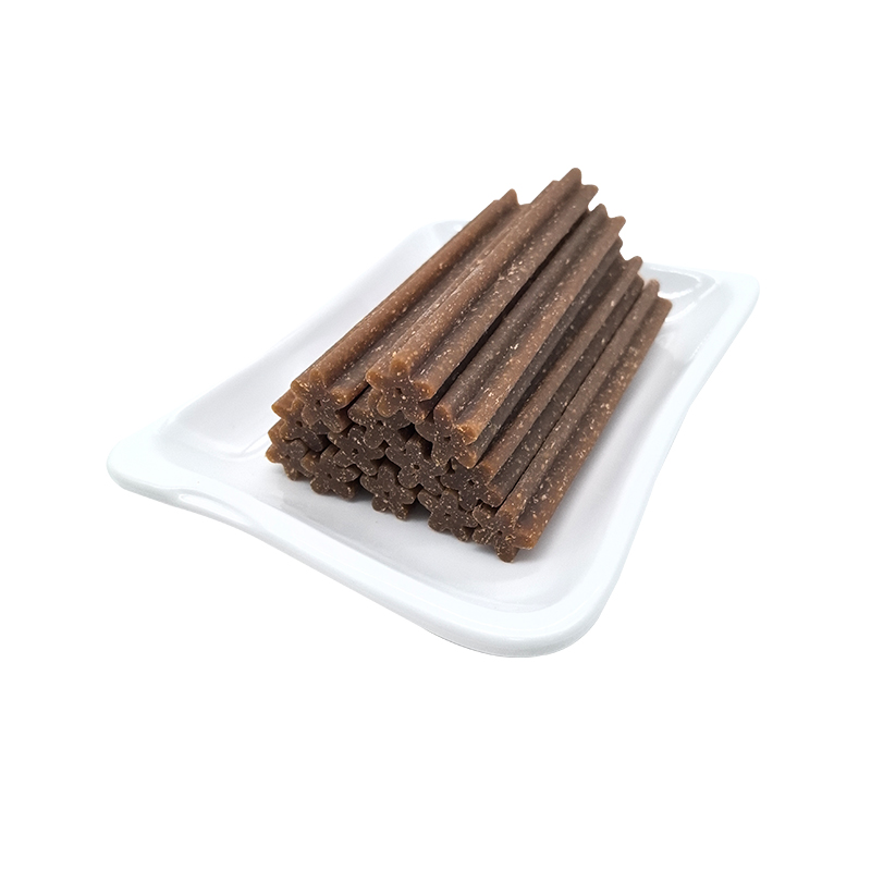 Snack molari per cani al gusto di manzo a forma di cinque foglie, lunghi 12 cm