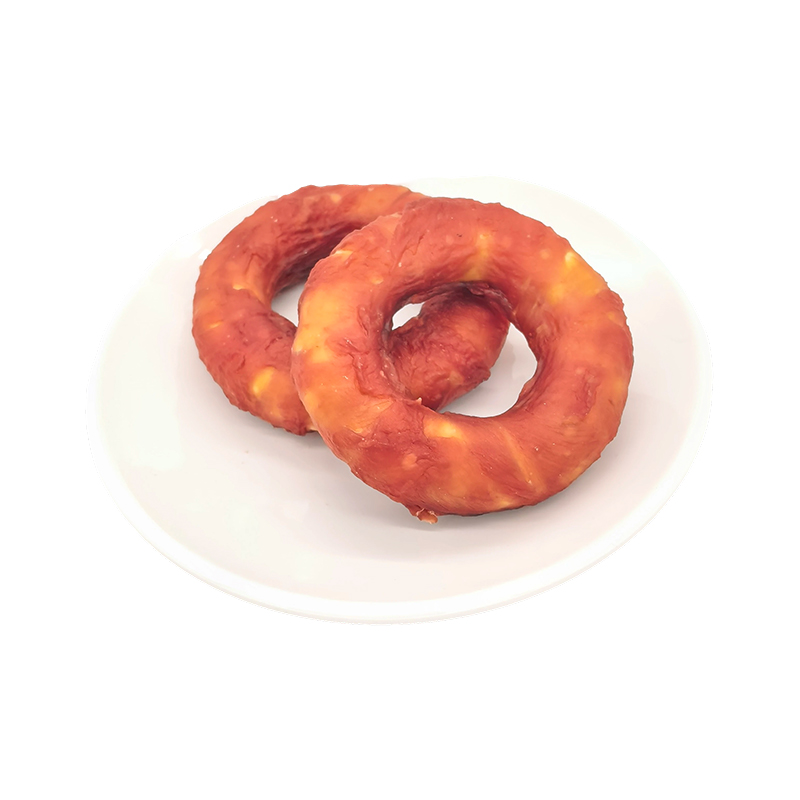 Snack masticabili a forma di ciambella al collagene avvolti nell'anatra