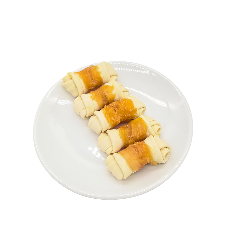2,5-3 pollici Cinque gusti di snack per cani per la pulizia dei denti di pollo avvolti in osso annodato