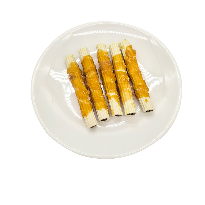 ST005 Snack per cani ripieni di involtini di pollo avvolti nella carne da 6 cm al gusto di latte